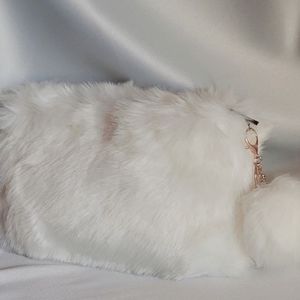 Women's New Snow White Faux Fur Clutch